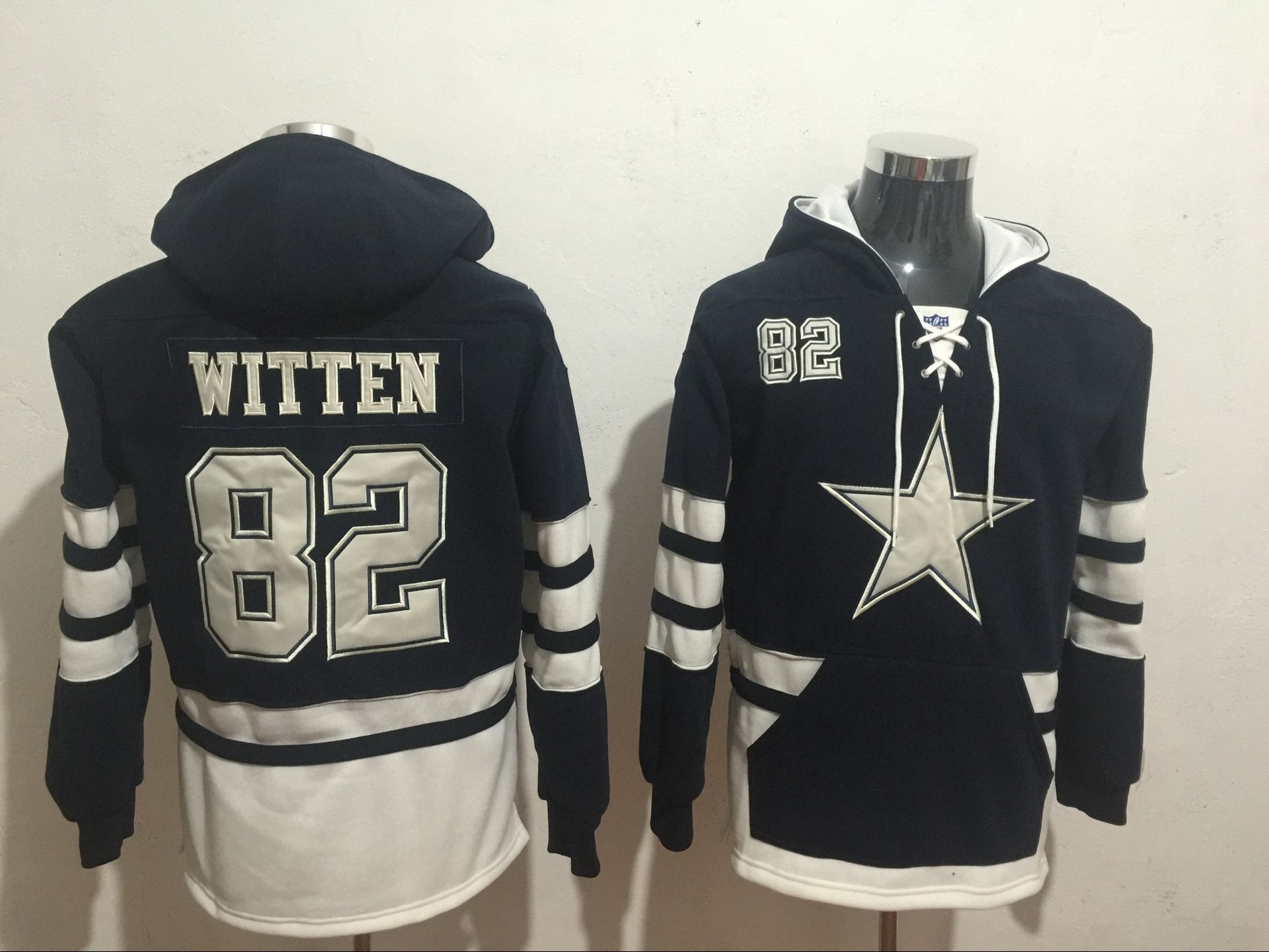 Men NFL Nike Dallas Cowboys #82 Witten blue Sweatshirts->nfl sweatshirts->Sports Accessory